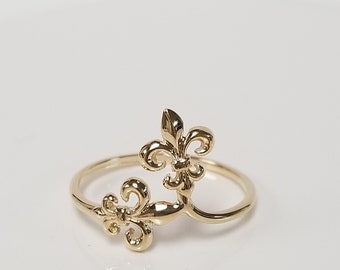 Size 6 Estate 14k Yellow Gold Finial Fleur De Lis Ring Midi Pinky Cocktail G187