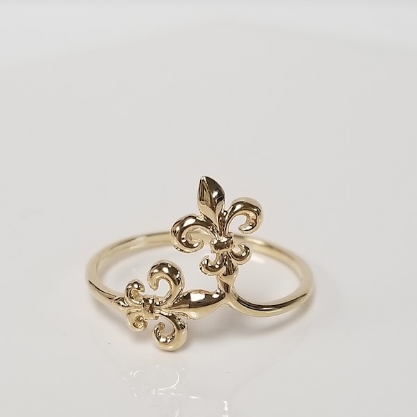 Size 6 Estate 14k Yellow Gold Finial Fleur De Lis Ring Midi Pinky Cocktail G187