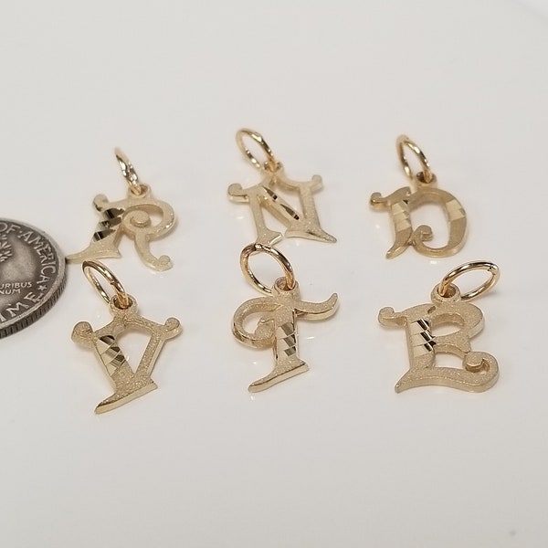 5/8" Estate 10k Yellow Gold Monogram A B C D E G J L M N R S T V Initial Capital Pendant Charm Letter G403