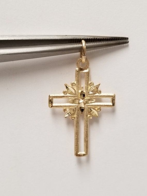 Sale 1.25" Estate 10k Yellow Gold Christ Cross Vic