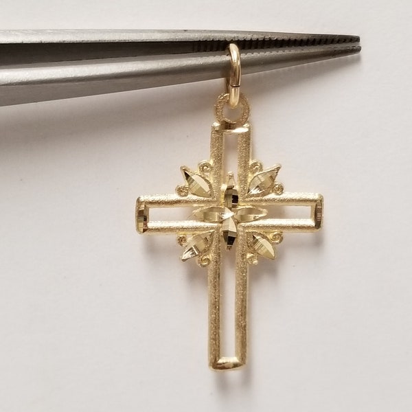 Sale 1.25" Estate 10k Yellow Gold Christ Cross Victorian Pendant GS2377-03