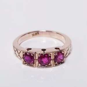 4,36 gram storlek 5,75 dödsbon 14k gult guld naturligt skapad topas spinell rubin 0,50ct band eller ring bröllop antik vintage DJ