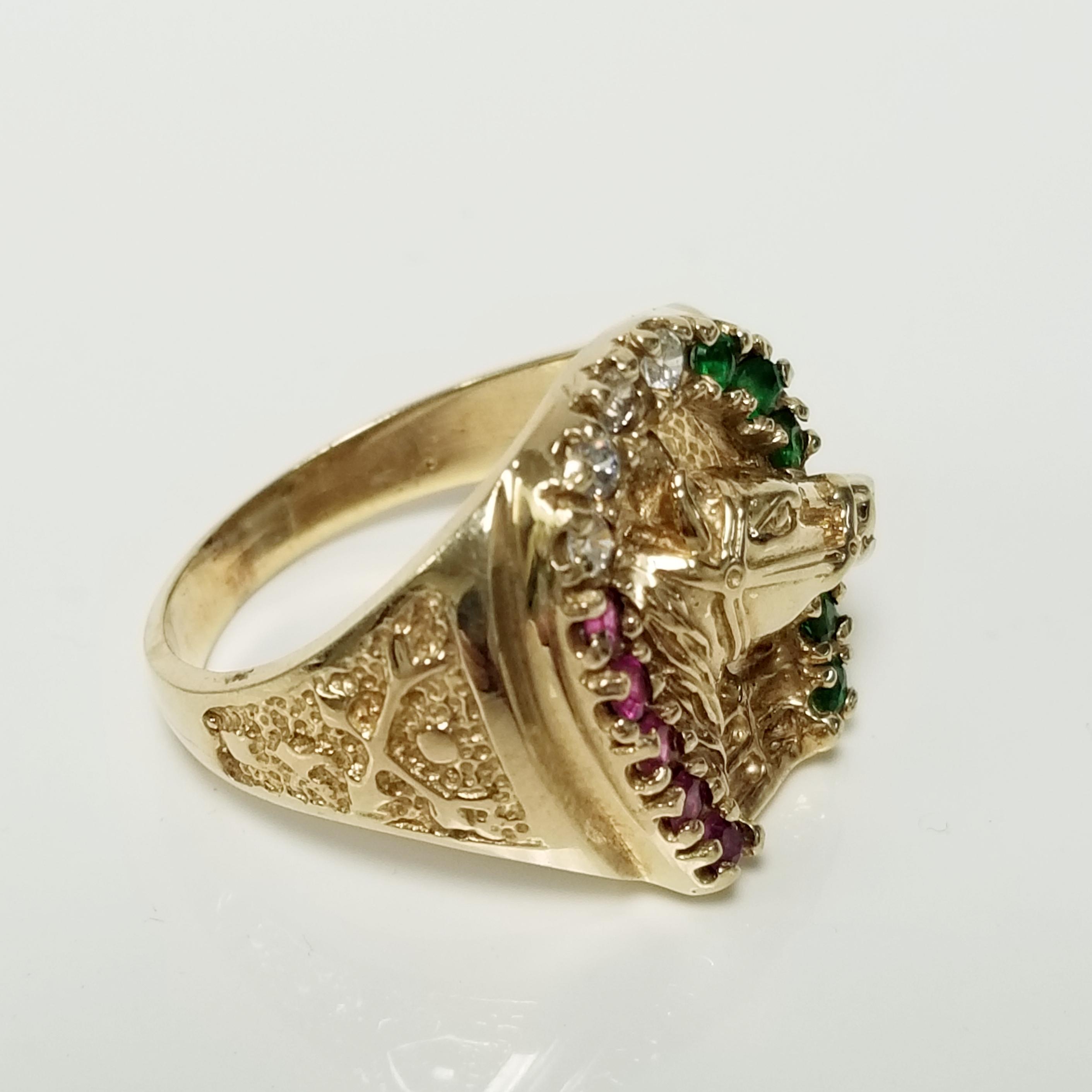 nff☆holy rood ring 10.41 Grams Size 10.5 Estate 14k Yellow Gold .50ct Ruby