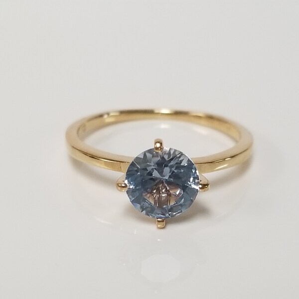 Size 8 Estate 10k Yellow Gold Natural 1.25ct Blue Aquamarine Ring Engagement GS1887-2