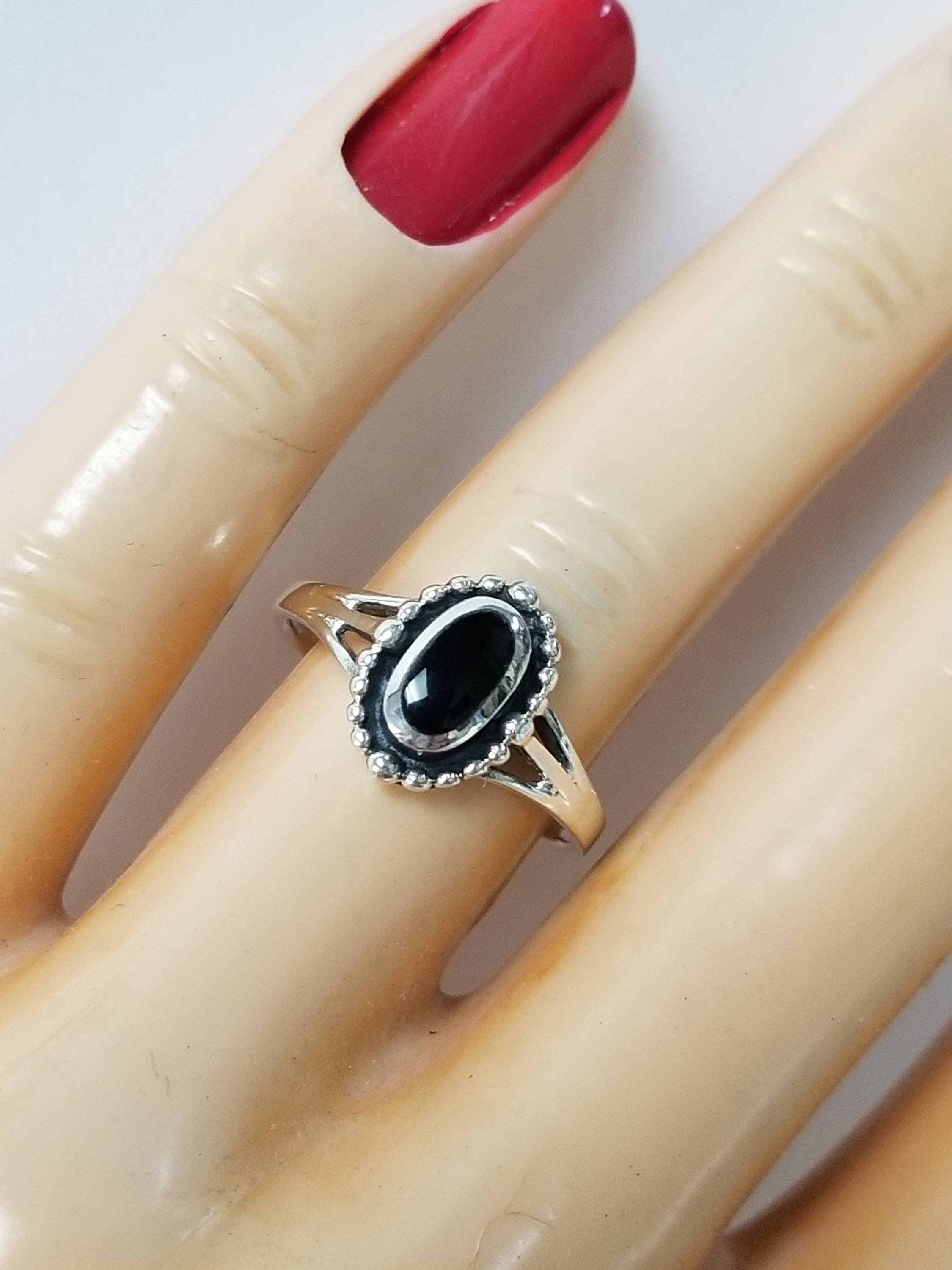 Black Onyx Ethnic Brass Handmade Jewelry Ring US Size 10 R-21248