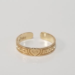 3mm Size 3 to 5 New 14k Yellow Gold Midi Pinky TOE Baby Ring Band Heart Hearts XO G5-2