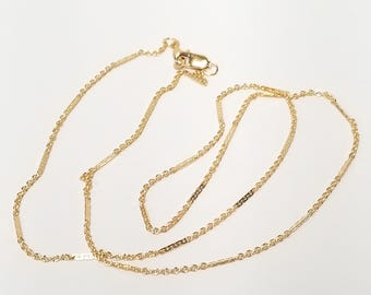 Choice 16" 18" or 20" Estate 14k 1/20 Yellow Gold-Filled Dapped Cable Single Link .80mm Bar Necklace Chain 1mm GF9-04