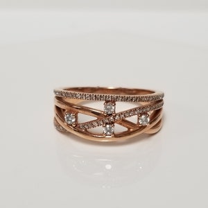 Sale Size 7 Estate 10k Rose Gold White .25ct Diamond Ring Anniversary Wedding Star BC2-02