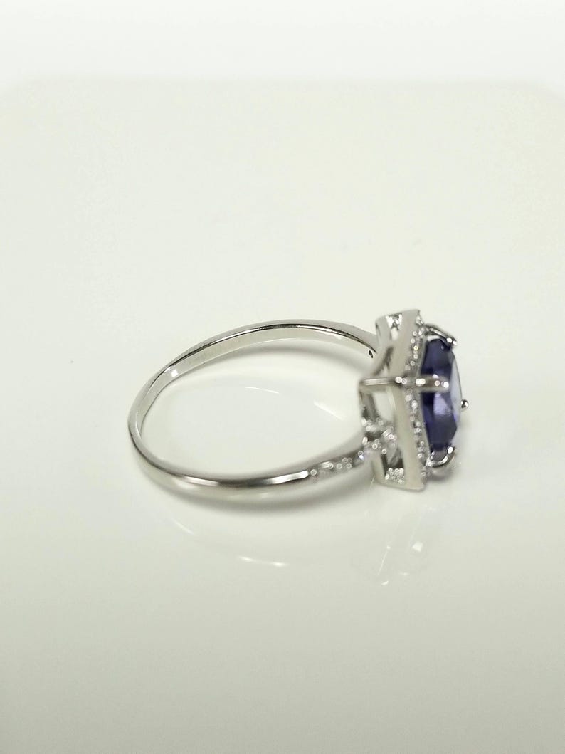 Maat 6 sterlingzilver 925 gemaakt 2 kt blauwe tanzaniet of saffier Cz diamant prinses geslepen diamanten ring belofte geboortesteen prachtige S20-1 afbeelding 5