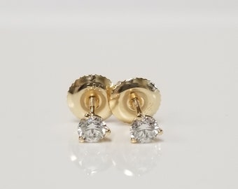 Sale 3.4mm Estate New 14k Yellow Gold Natural .20ct Diamond Martini Studs Earrings Screw Post Backs G375