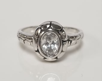 Sterling Silver 925 Oval .50ct 1/2ct CZ Diamond Stunning Viking Princess Ring R60-8