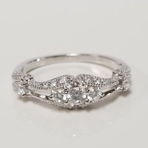 Nachlass Sterling Silber 925 Cz .50ct Diamant Prinzessin Rundschliff Stein Vintage antike filigrane Ring Band Größe 5 9 10 SWCZ10-2