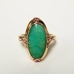 Sale Size 4.5 Estate 10k Yellow Gold Natural 3ct Jade Jadeite Stone Gem Cocktail Ring Band GS3231-06