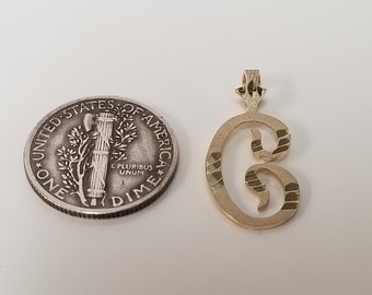 3/4" Estate 10k Yellow Gold Monogram C Initial Capital Pendant Charm Letter G404