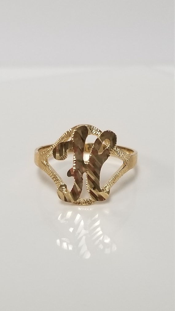 Size 7 Estate 10k Yellow Gold H Monogram Ring Init