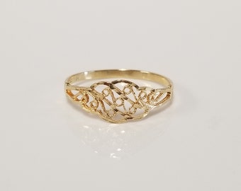 Jewel Tie Solid 14k Rose Yellow & White Gold 15 Years Birthday Filigree Ring 6 Size Jewel Tie Solid 14k Rose Yellow & White Gold 15 Years Birthday Filigree Ring 6 Size
