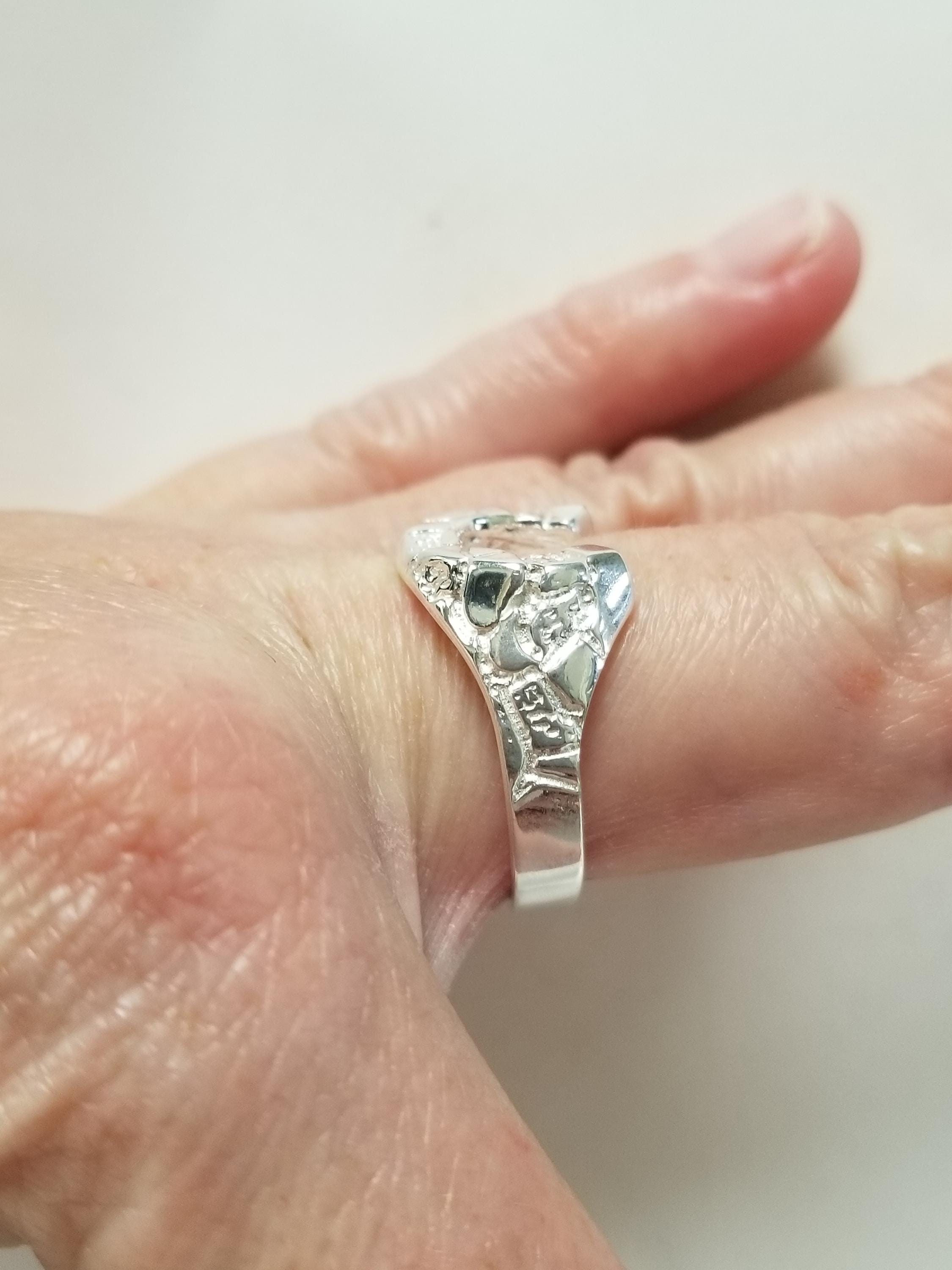 Size 9 or 10 Sterling Silver 925 Horseshoe Horse Lucky Nugget Ring