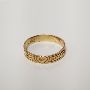 3mm Size 4 New 10k Yellow Gold Midi Pinky TOE Baby Ring Band Heart Hearts XO G507
