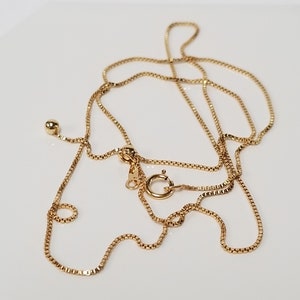 22&quot; Estate 14k 1/20 Yellow Gold Filled Box Link .80mm Adjustable Necklace Chain 1mm 18&quot; 20&quot; GF2-2