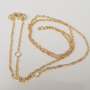 Sale 16&quot; 17&quot; 18&quot; Estate 14k Yellow Gold Necklace 1mm Adjustable Chain Double Link Singapore G211