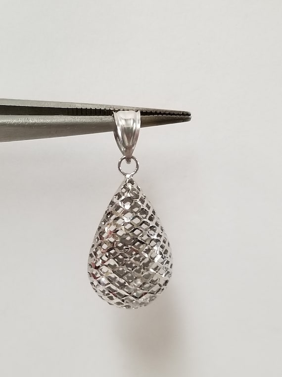 1" Estate 14k White Gold Pineapple Puffed Filigree