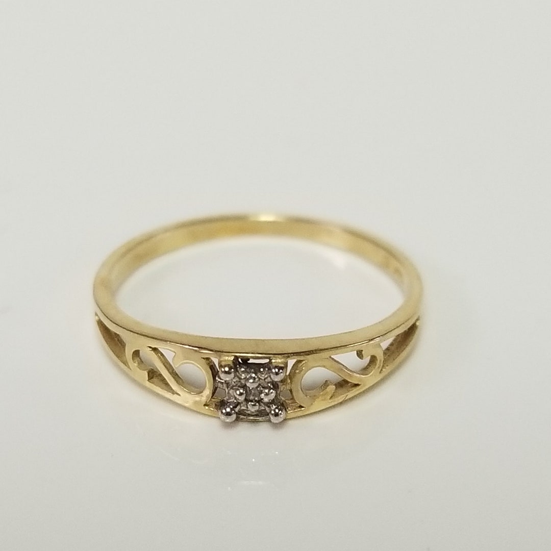 Ring Size 1.25 Estate 14k Yellow Gold .01ct Diamond Baby Midi Ring 1 2 ...