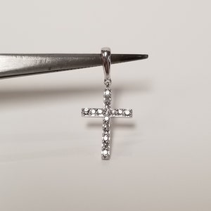 3/4 Estate 10k White Gold .075ct Diamond Cross Pendant Anniversary Birthday Baptism BC19-02 image 2