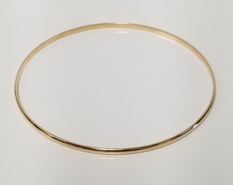 Solid Sale 2.5" Estate 14k Yellow Gold 2mm Half Round Bracelet Bangle Cuff G