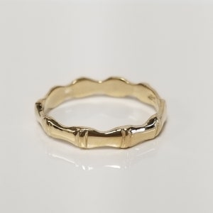 Sale Size 7 Estate 14k Yellow Gold Bamboo 3.5mm Midi Ring Wedding Band G588