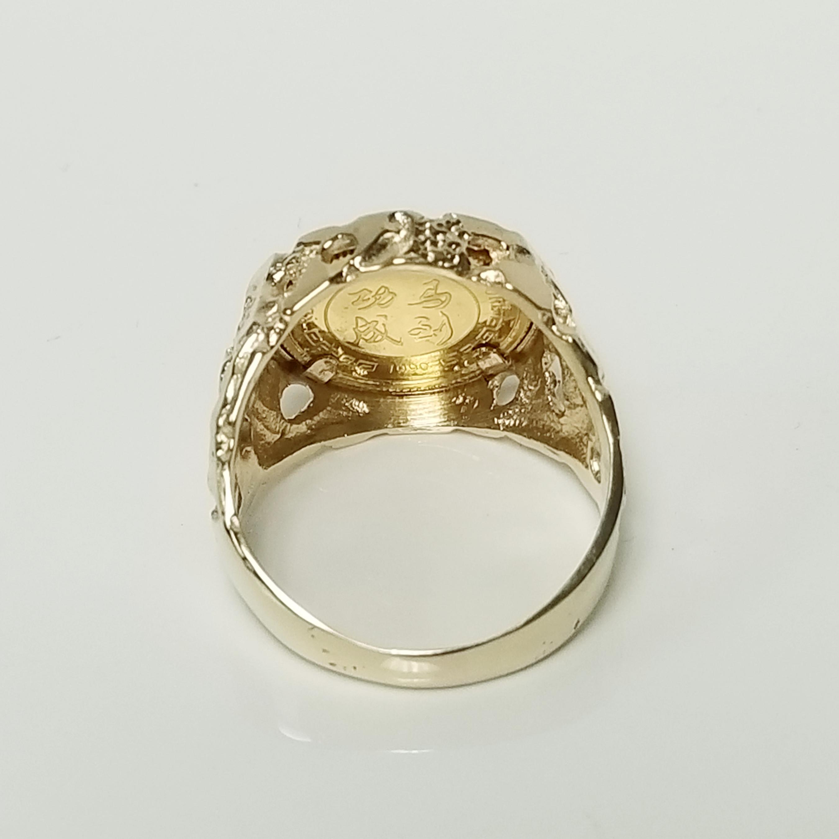 7.36 Grams Size 8.5 Estate 14k Yellow Gold 5 Singold Horse 1990