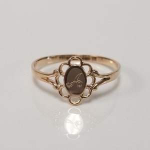 A Size 4.5 Estate 14k Yellow Gold Monogram Cursive Initial A Capital Midi Victorian Antique Style Ring G68