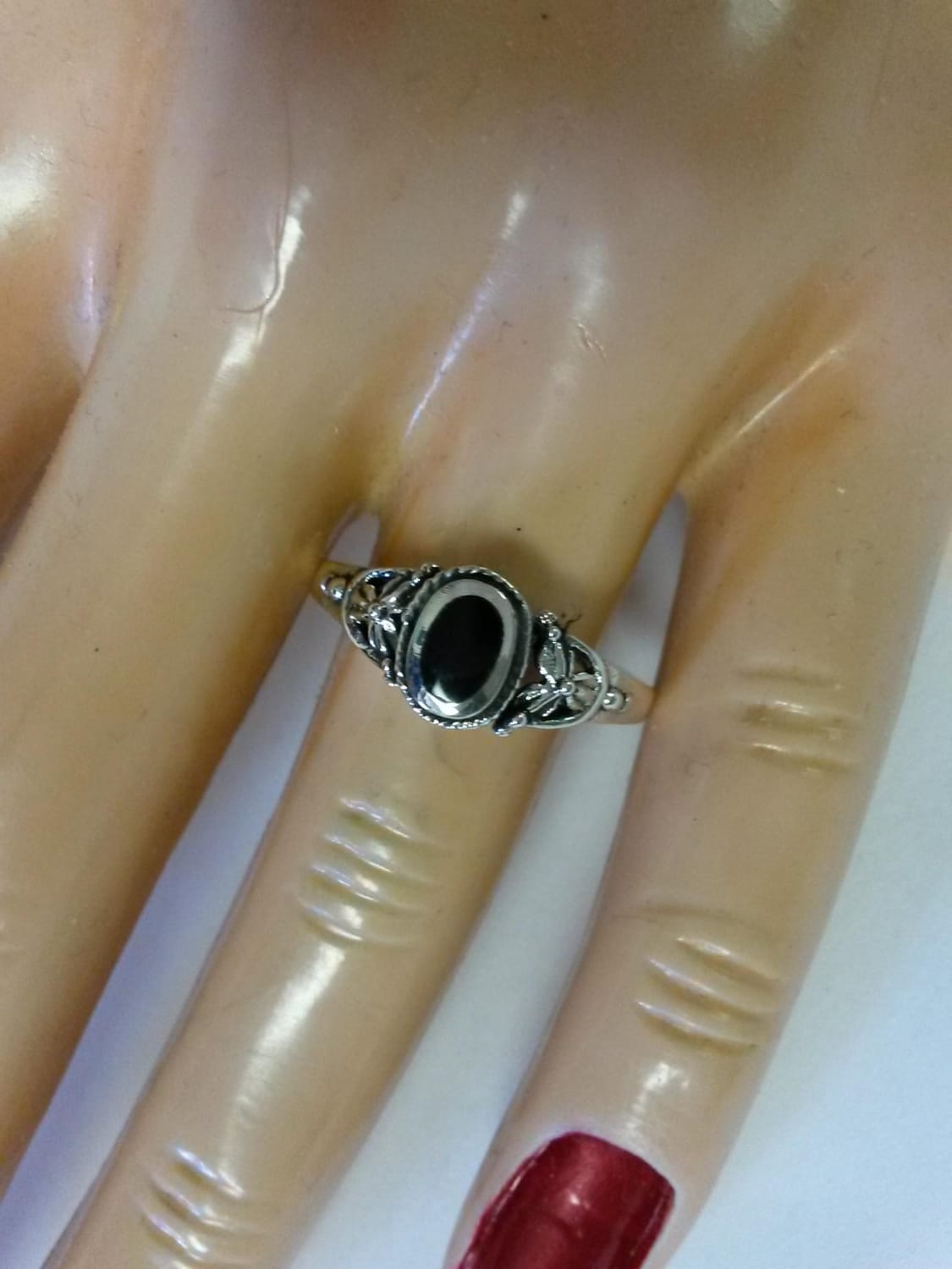 R72 silver925 リング Handmade Silver Ring 925 With Round Onyx Top 14 Mm #59 - Etsy
