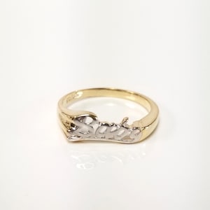 Sale Size 3.25 Estate 10k Yellow White Gold Baby Ring Spelled Cursive Letters Midi Infant Pinky G47