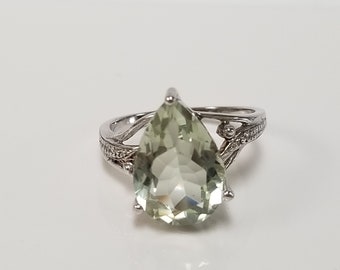 Sterling Silver Pear and Marquise Amethyst Ring - Size 6.75 Sterling Silver Pear and Marquise Amethyst Ring - Size 6.75