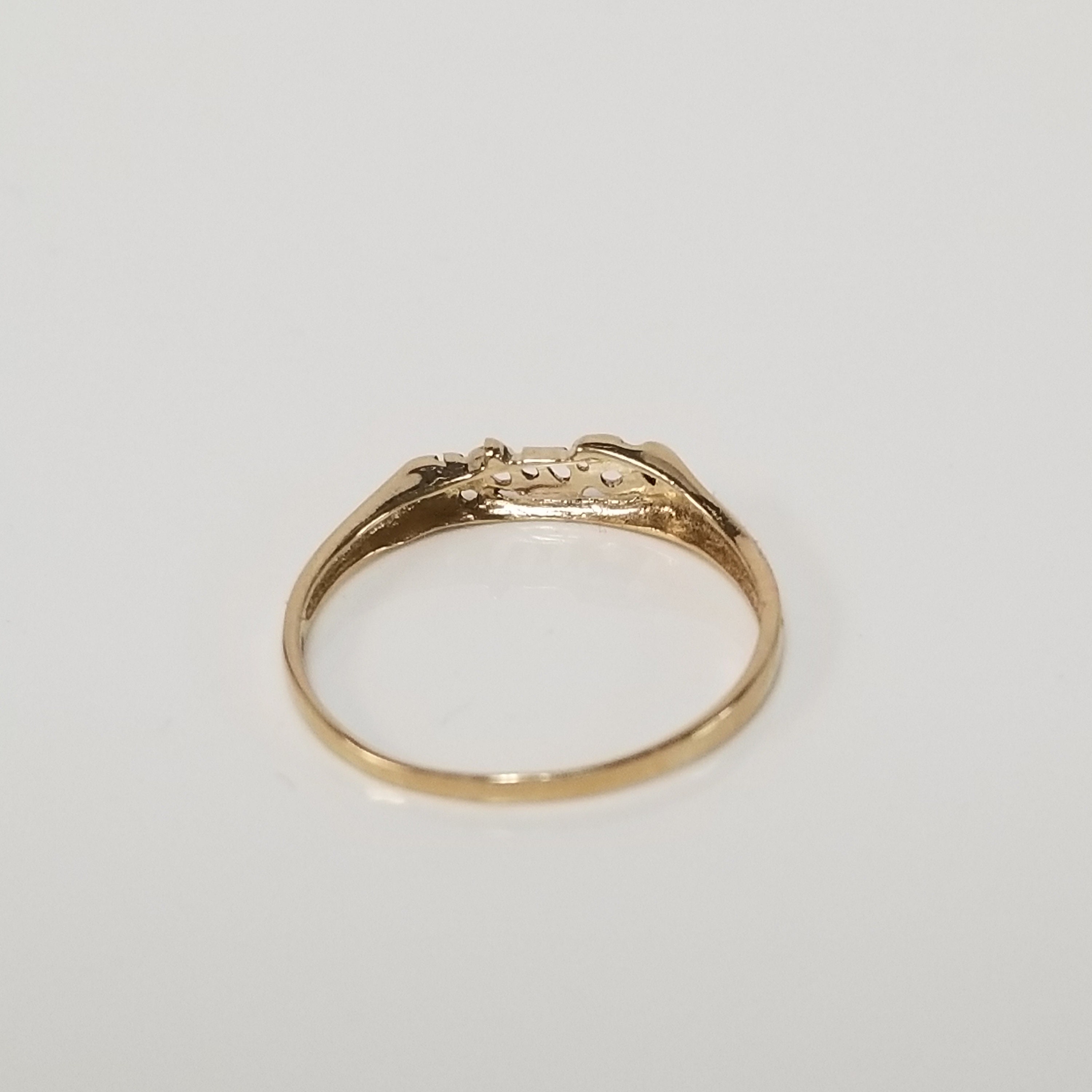 Size 3 Estate 14k Yellow White Gold Baby Ring Spelled