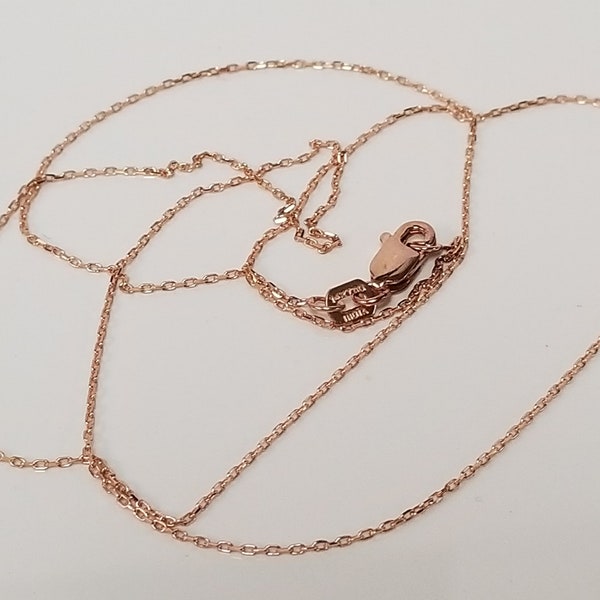 10"  New 14k Rose Gold Necklace .80mm Chain Single Cable Link Links Lobster Clasp Anklet G43