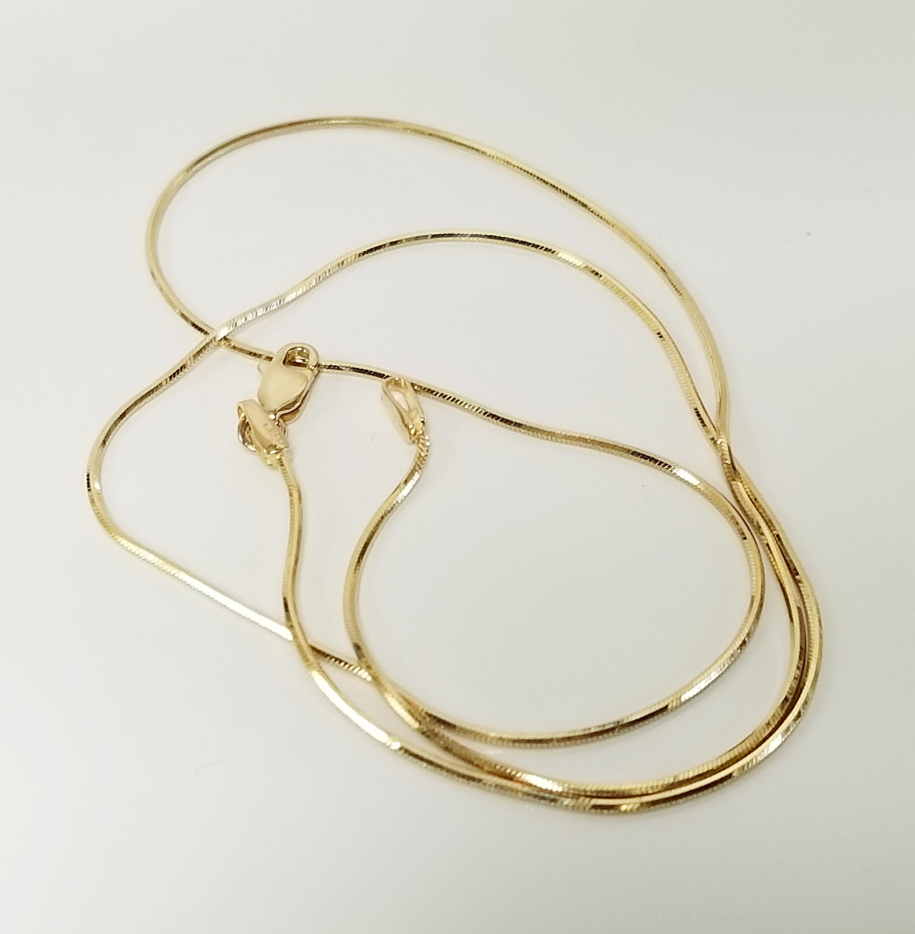 Sale 3.94 Grams Sale 18" Sale Estate 14k Yellow Gold Necklace 1mm Chain Dapped Bar Snake Heavy GS2423-05