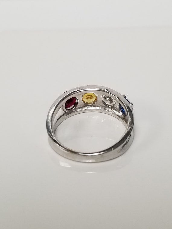 Size 5.75 Estate 10k White Gold Created Rainbow 1… - image 7