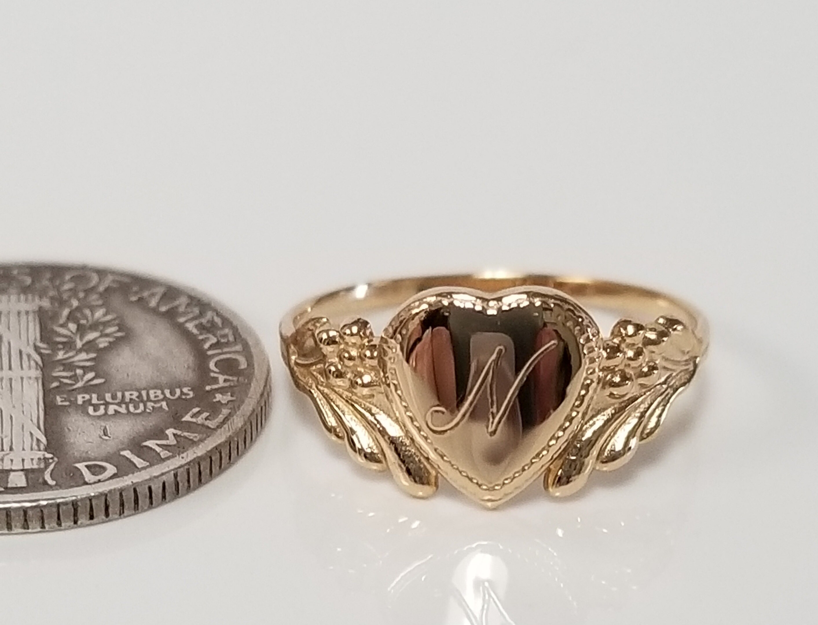 N Size 3 Sale Estate 14k Yellow Gold Monogram Cursive N