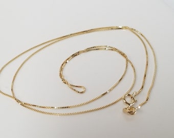 Sale 20&quot; or 22&quot; Estate 14k 585 Yellow Gold .50mm Box Link Necklace Chain 21&quot; G290