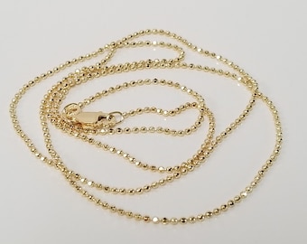 Sale 18" or  20" Estate 14k Yellow Gold Necklace 1mm Chain Bead Ball 18" 19" G4-0