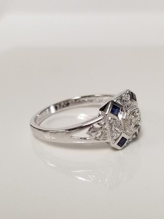 Size 6.75 Estate 14k White Gold Antique Natural .… - image 8