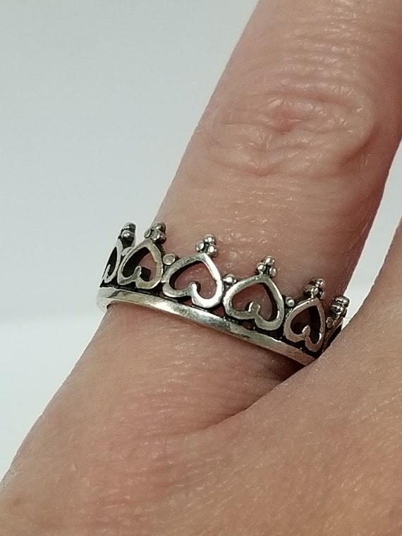 Sterling Silver 925 Crown Heart Cross Princess Ri… - image 3