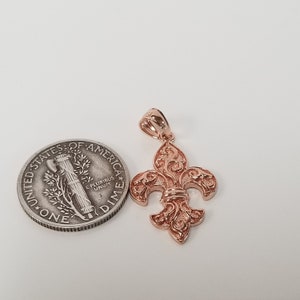 1&quot; Estate 14k Rose Gold Fleur De Lis Victorian Pendant Charm G118