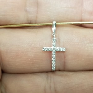 3/4 Estate 10k White Gold .075ct Diamond Cross Pendant Anniversary Birthday Baptism BC19-02 image 6