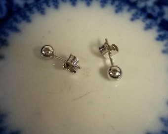 14k White Gold Ball 3mm 4mm or 5mm Studs Earrings Stud Anniversary Birthday GE40-1