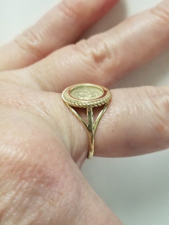 Sale Size 7 Estate 14k Yellow Gold Heaven's Angel Rope Twist Coin