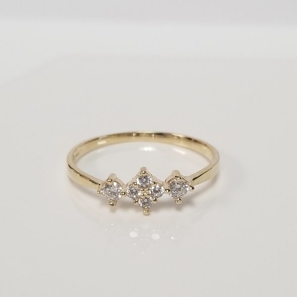 Size 6.5 Estate 10k Yellow Gold Triangle CZ Diamond Midi Pinky Birthstone Ring Band G322