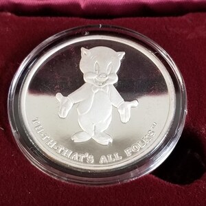 Caja de monedas "Feliz Cumpleaños Bugs" de 1990, edición limitada y rara, de plata pura 999, "Porky Pig", 04626