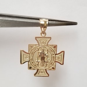 Venta de Cruz de San Benito Católica de 1" en Oro Amarillo de 14k (G381)